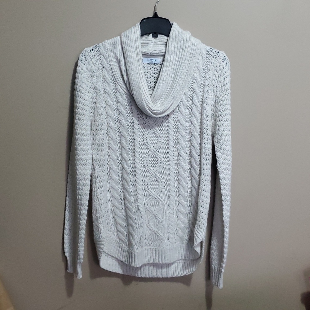 My style cowl neck off white sweater size large